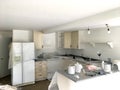 Kitchen Primed White with Drop cloths and Paint Buckets