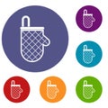 Kitchen protective glove icons set