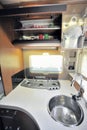 Kitchen in recreation vehicle Royalty Free Stock Photo