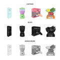 Kitchen, refreshment, restaurant and other web icon in cartoon,black,monochrome style.buttons, numbers, food icons in