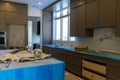 Kitchen remodel home improvement view installed a new kitchen Royalty Free Stock Photo