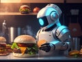 Kitchen Robot Making a Hamburger