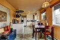 Kitchen room with dining area in old house Royalty Free Stock Photo