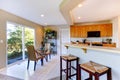 Kitchen room with dining area and walkout deck Royalty Free Stock Photo