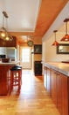 Kitchen room interior with view of entrance door. Royalty Free Stock Photo