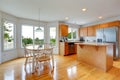 Kitchen room with rustic dining table set