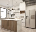 Kitchen roon modern loft style in house Royalty Free Stock Photo