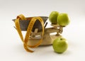 Kitchen scale with apples and tape measure Royalty Free Stock Photo