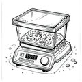 Kitchen Scale Coloring Page, coloring page for kids, simple outline illustration. Coloring book. Royalty Free Stock Photo