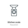 Kitchen scale outline vector icon. Thin line black kitchen scale icon, flat vector simple element illustration from editable Royalty Free Stock Photo
