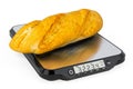 Kitchen Scales with Baguette. 3D rendering