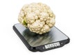 Kitchen Scales with Cauliflower. 3D rendering Royalty Free Stock Photo