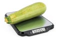 Kitchen Scales with Courgette or Zucchini. 3D rendering