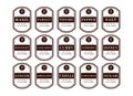 Kitchen seasoning pantry label organizer in brown white classic style vector set collection