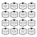 Kitchen seasoning pantry label sticker design simple black white set