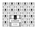 Kitchen seasoning pantry sticker label collection set black white simple square style