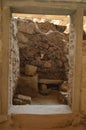 Kitchen Seen Through a Door Dating from the Minoan Civilization in the Archaeological Site of Acrotiri. Archeology, History, Trave Royalty Free Stock Photo