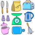 Kitchen set accessories doodle style Royalty Free Stock Photo