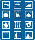 Kitchen set (blue and white) Royalty Free Stock Photo