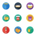 Kitchen set icons in cartoon style. Big collection of kitchen vector symbol stock illustration Royalty Free Stock Photo