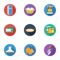 Kitchen set icons in cartoon style. Big collection of kitchen vector symbol stock illustration Royalty Free Stock Photo