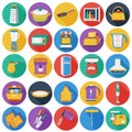Kitchen set icons in flat style. Big collection of kitchen vector illustration symbol. Royalty Free Stock Photo