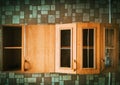 Kitchen, several cabinets on the wall. Royalty Free Stock Photo