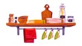 Kitchen shelf with utensil and cook tool vector Royalty Free Stock Photo