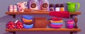 Kitchen shelves with kitchenware illustration Royalty Free Stock Photo