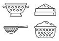 Kitchen sieve icons set, outline style