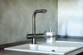 kitchen sink with chrome water tap Royalty Free Stock Photo