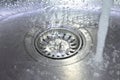 Kitchen sink clean and running water Royalty Free Stock Photo