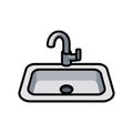 Kitchen Sink with Faucet Vector Icon Royalty Free Stock Photo