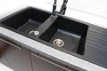 Kitchen sink with the mixer tap Royalty Free Stock Photo
