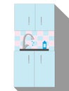 Kitchen Sink. Modern Interior. Flat style illustration.