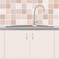 Kitchen sink plumbing product, vector realistic illustration