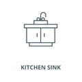 Kitchen sink vector line icon, linear concept, outline sign, symbol
