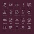 Kitchen small appliances line icons.