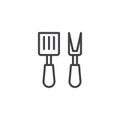Kitchen spatula and fork outline icon
