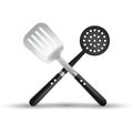 Kitchen Spatula And Skimmer Isolated On A White Background. Royalty Free Stock Photo