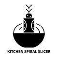 kitchen spiral slicer icon, black vector sign with editable strokes, concept illustration