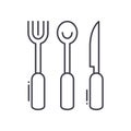 Kitchen spoon fork and knife icon, linear isolated illustration, thin line vector, web design sign, outline concept Royalty Free Stock Photo