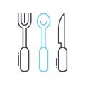 kitchen spoon fork and knife line icon, outline symbol, vector illustration, concept sign Royalty Free Stock Photo