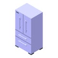 Kitchen steel fridge icon, isometric style