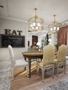 Kitchen in style of Provence, decorated with vintage kitchenware