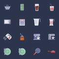 Kitchen supplies flat icons set Royalty Free Stock Photo