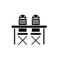 Kitchen table and chairs black icon, vector sign on isolated background. Kitchen table and chairs concept symbol Royalty Free Stock Photo