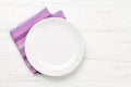 Kitchen table with plate and tablecloth Royalty Free Stock Photo