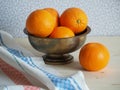 Kitchen table with towel and fruit Royalty Free Stock Photo