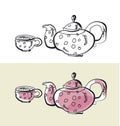 Kitchen tableware hand drawn image. Royalty Free Stock Photo